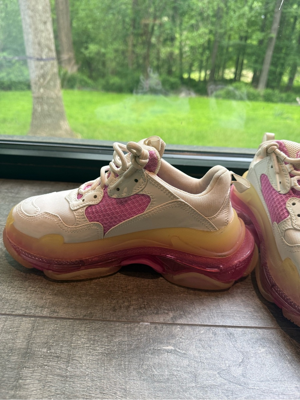 Balenciaga Pink and Cream Chunky Sneakers - Picture 3 of 5